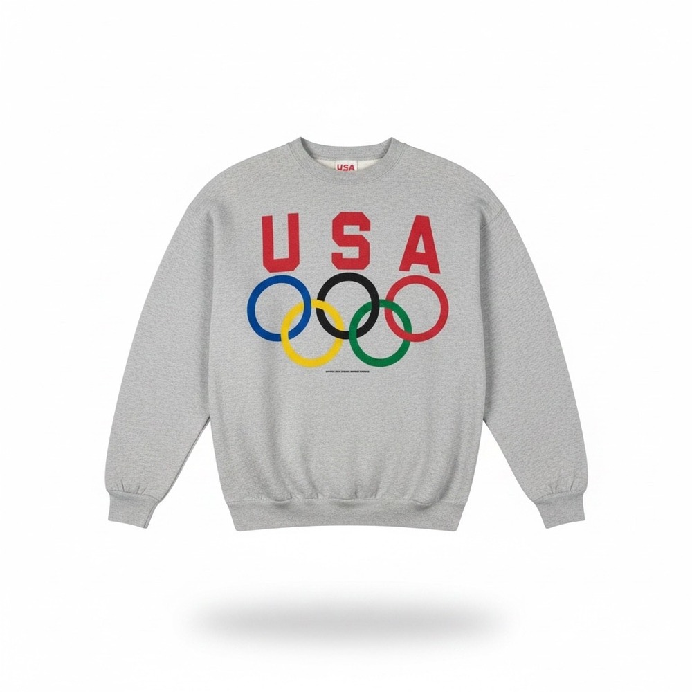 Vintage Hanes Activewear USA Olympic Rings Sweatshirt Gray Adult M